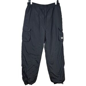 Wilson Advantage Track Suit Pants Men's‎ Black Cargo Swish Zipper Cuff Y2K VTG
